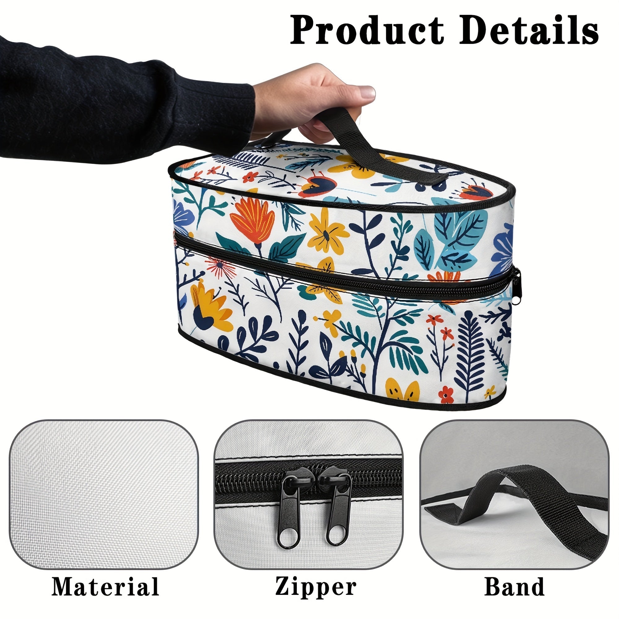 Floral Butterfly Ironing Bag with Top Handle and Double Zipper for Travel Storage