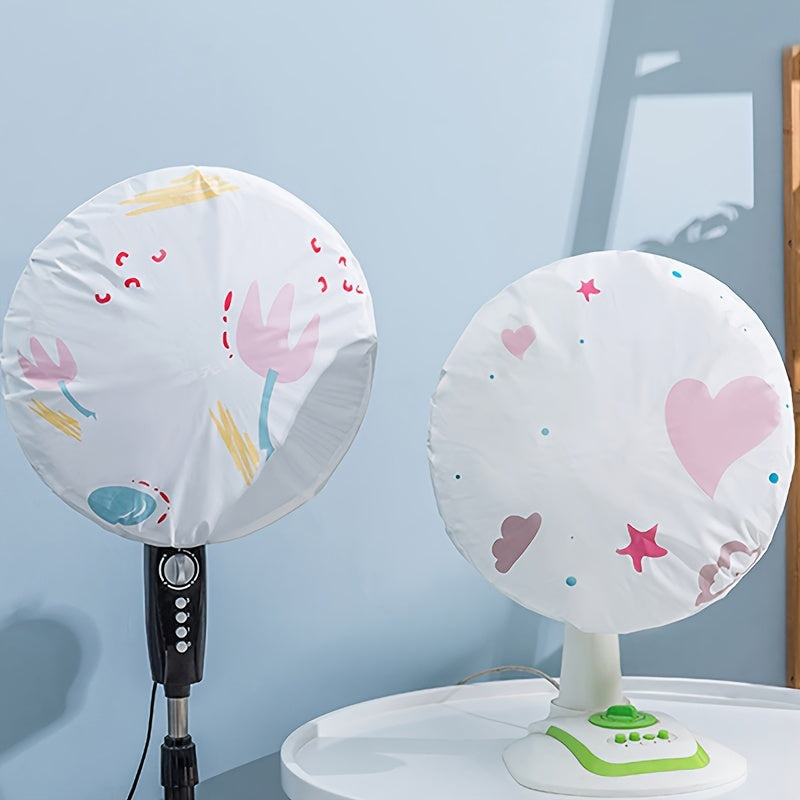 Round Sleeve Dust Cover for Floor-Standing Desktop Fan with Floral Design