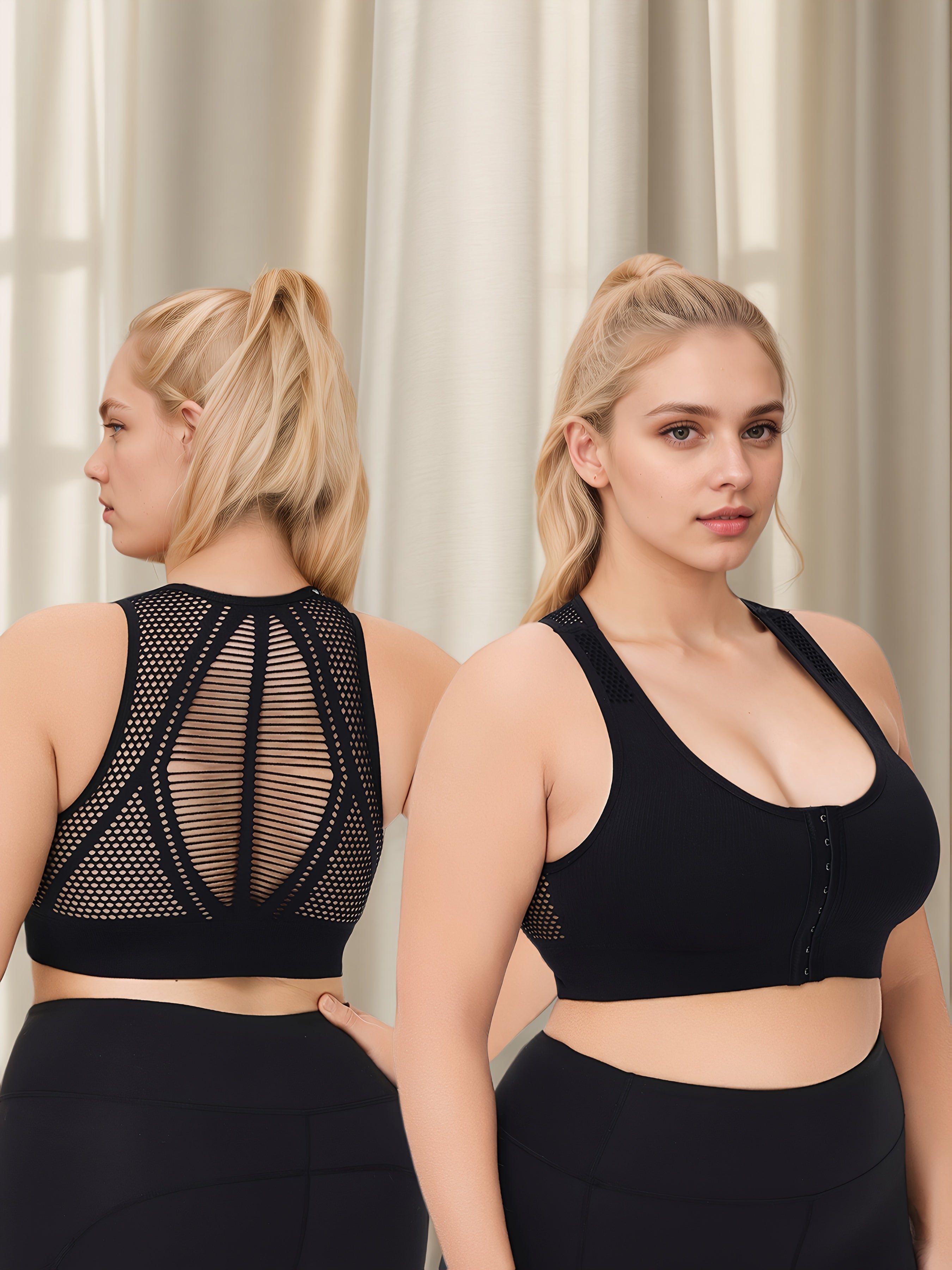 Бюстгальтер спортивный бесшовный для полных размеров, дышащий с вырезом "холлоу" на спине для йоги и бега