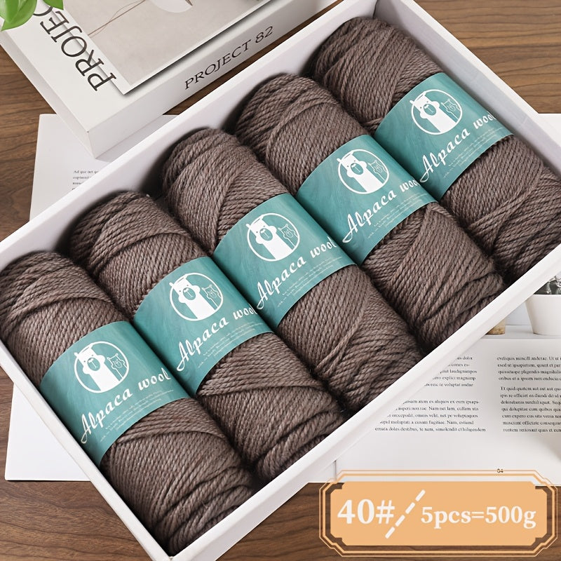 5-Pack Multicolor Alpaca Wool Yarn 500g Thick-Thin Self-Striping and Ombre