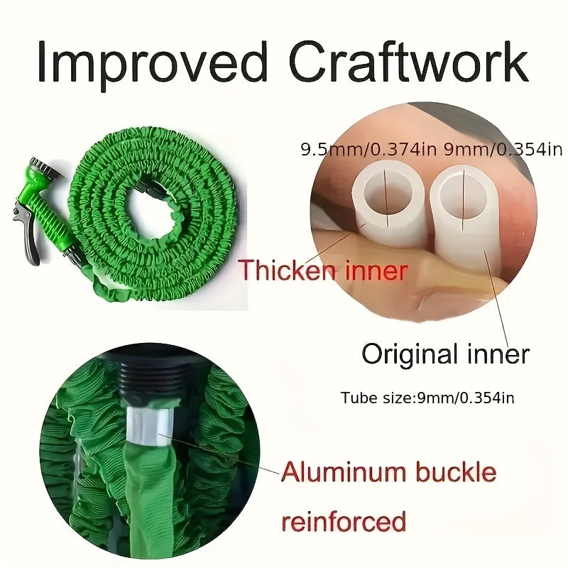 Expandable Polyethylene Garden Hose Set with High-Pressure Nozzle 15m for Outdoor Use