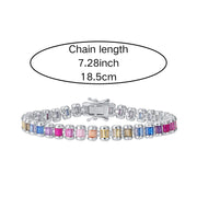 Colorful CZ Sterling Silver Bracelet for Women Festive Gift Jewelry