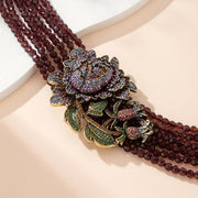 Vintage-Inspired Gold Plated Jewelry Set with Glass Accents Necklace and Earrings