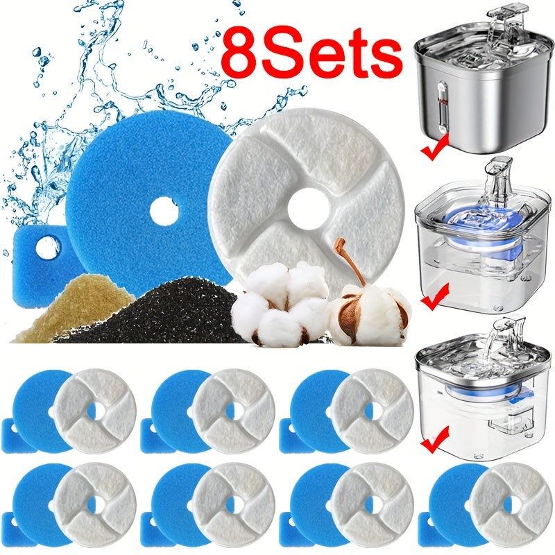 8 Replacement Carbon Filters for Cat Water Fountain