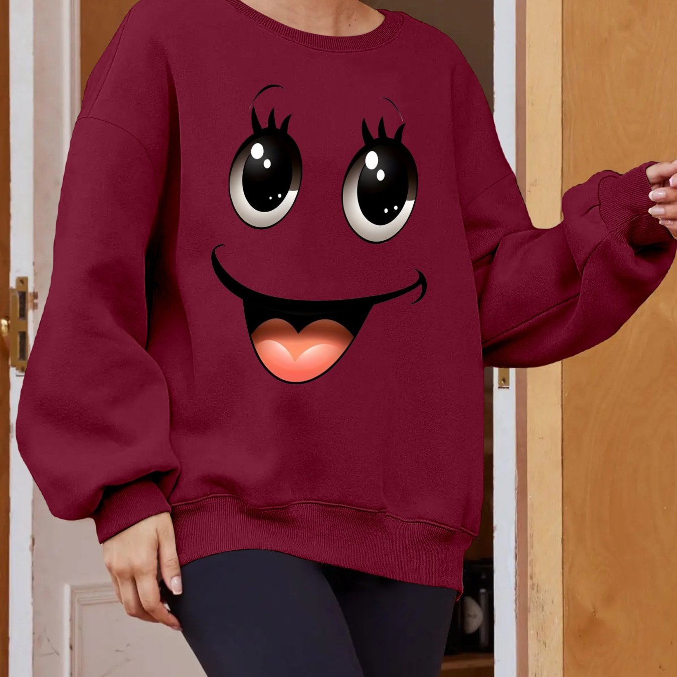 Plus Size Women's Long Sleeve Sweatshirt Geometric Pattern Breathable Casual Pullover