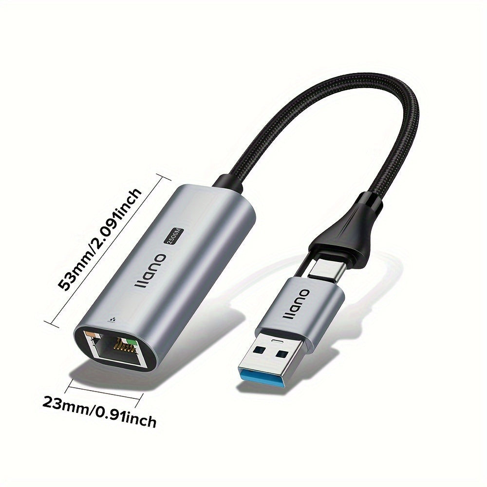 USB 3.1 to RJ45 Gigabit Ethernet Adapter for Gaming and Streaming Aluminum Alloy Network Converter