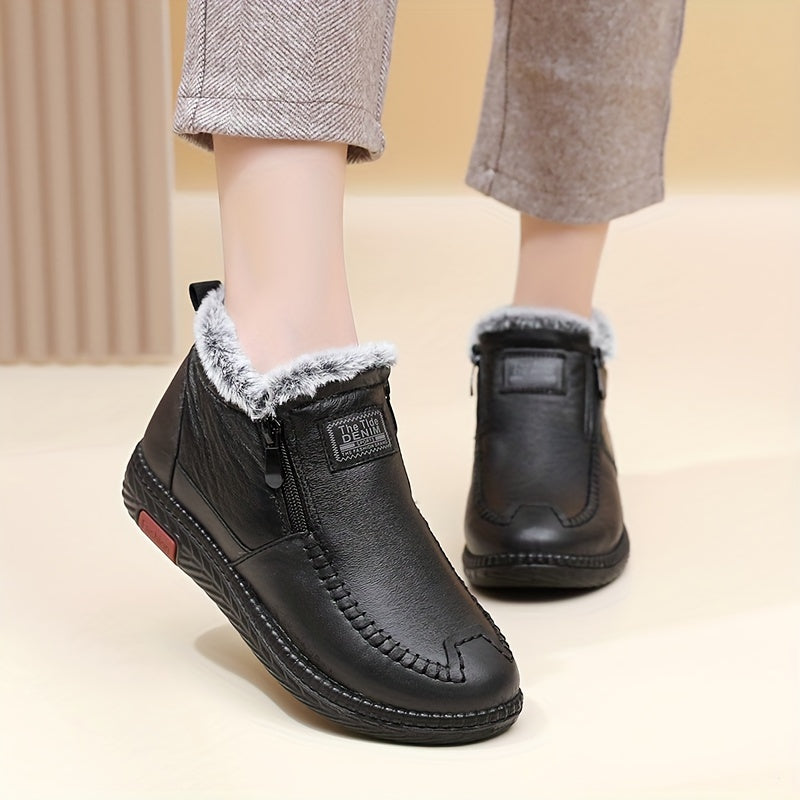 Women's Winter Boots Synthetic Faux Slip-Resistant Cushioned Warm Black