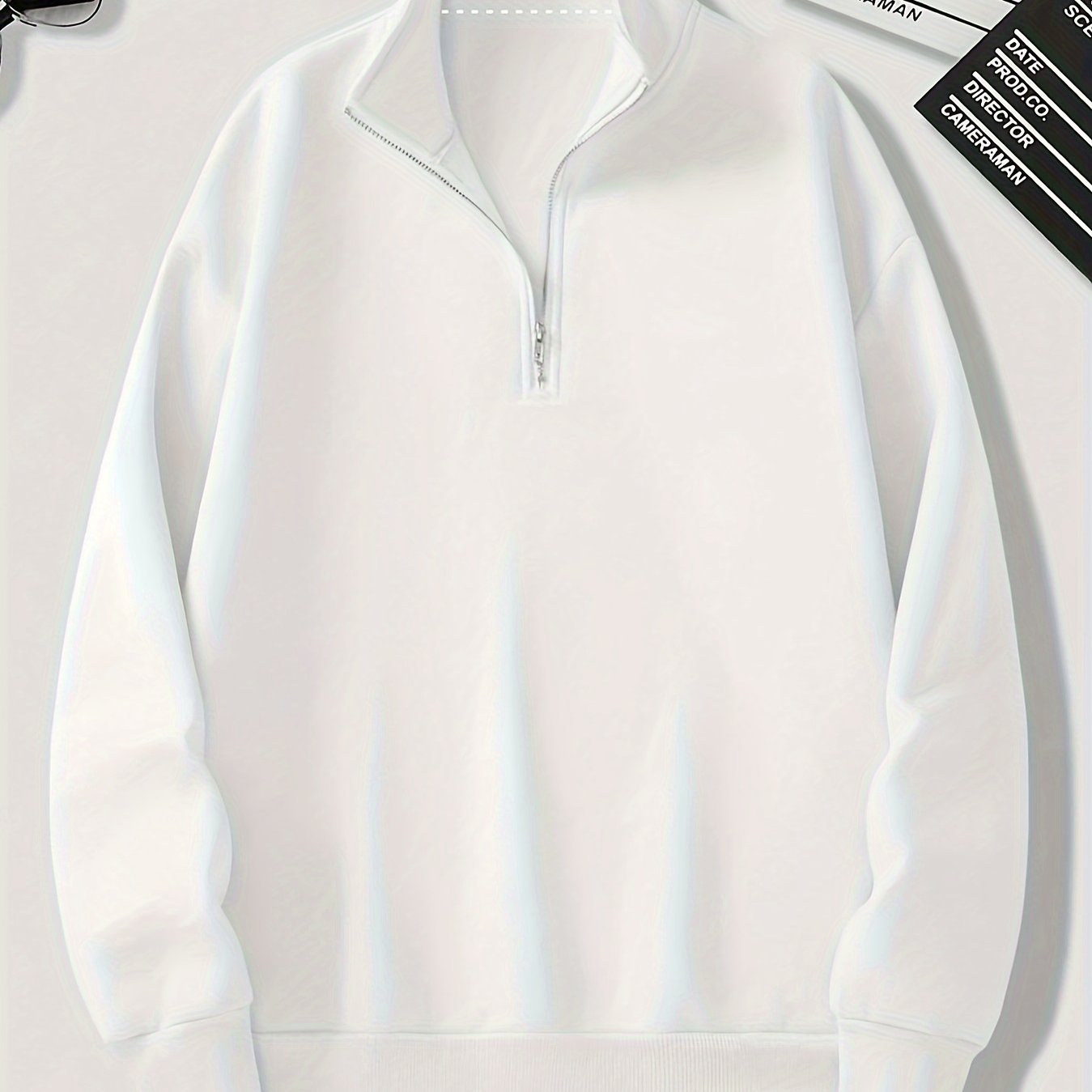 Erkaklar uchun zamonaviy bir rangli krujka bo'yinli zip-svitshot, 100% polyester, bahor va kuz sport kiyimlari uchun oddiy moslama.