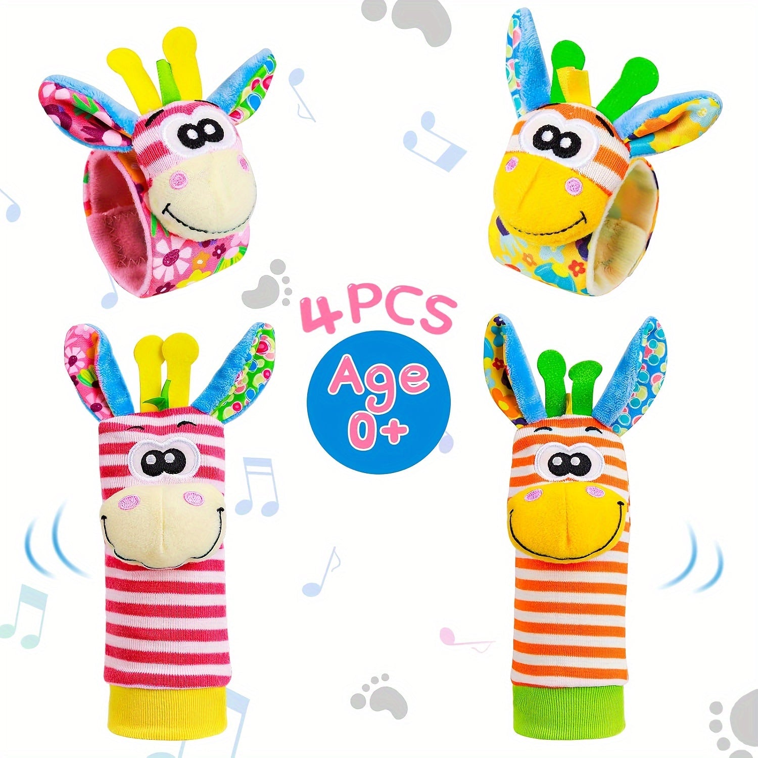 2/4 ta to'plam chaqaloq bilak rattl sokklari va oyoq topuvchi o'yinchoqlar, yangi tug'ilgan chaqaloqlar uchun mo'ljallangan, bolalar va kichik bolalar uchun yumshoq sezgir rattl sokklari, Halloween uchun mukammal