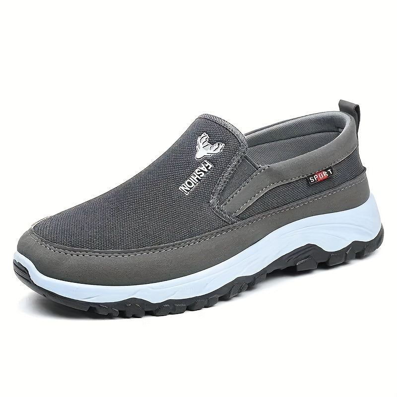 Men's Canvas Slip-On Sneakers Black Gray Blue Casual Breathable Soft Sole Durable PVC