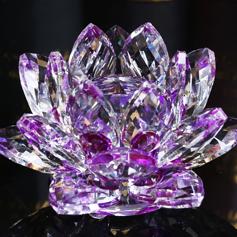 Crystal Lotus Ornament for Home and Desk Decor Handmade Decorative Sculpture