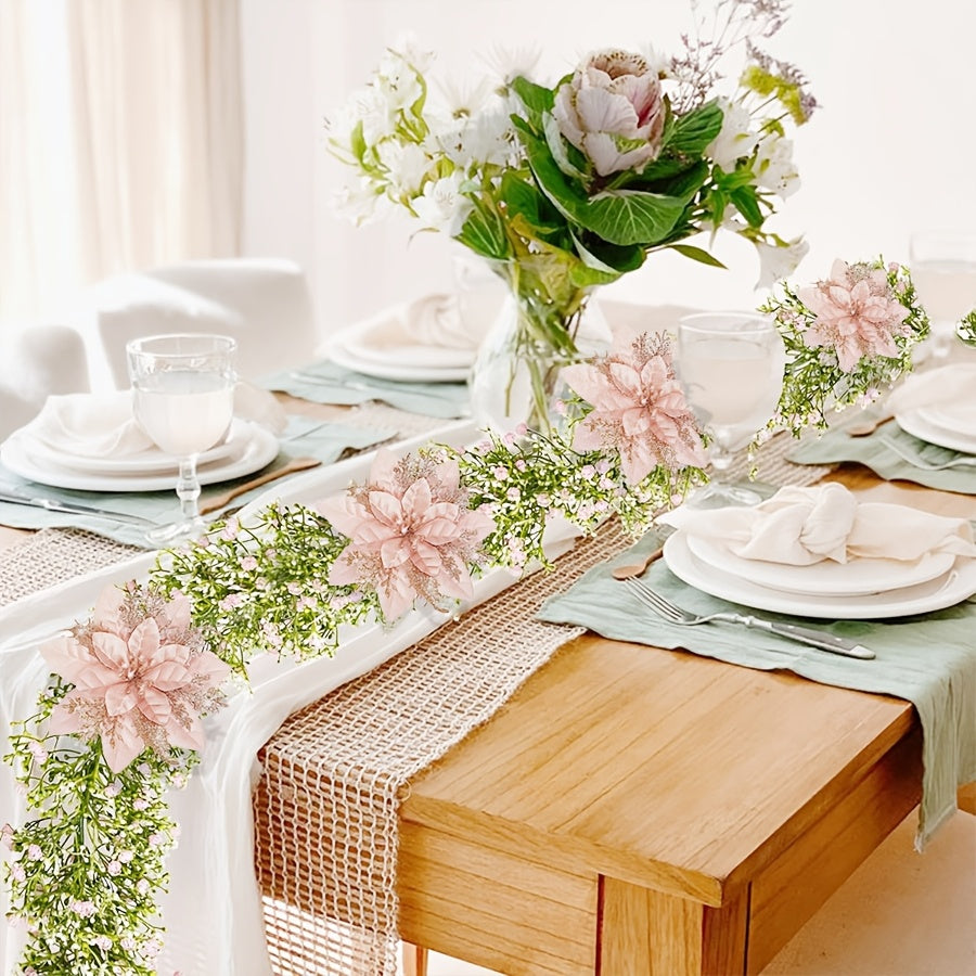 Artificial Flowers Set of 4 Red 5.5 Inch Stems with Clips for Decorations