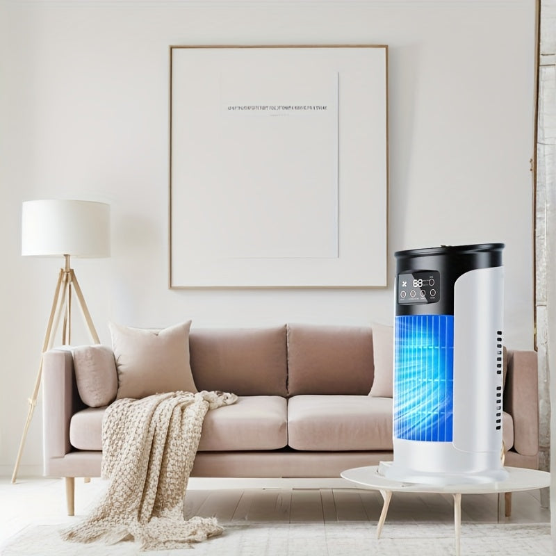 3-in-1 Portable USB Air Conditioner Humidifier Fan with Ambient Light Compact Digital Display