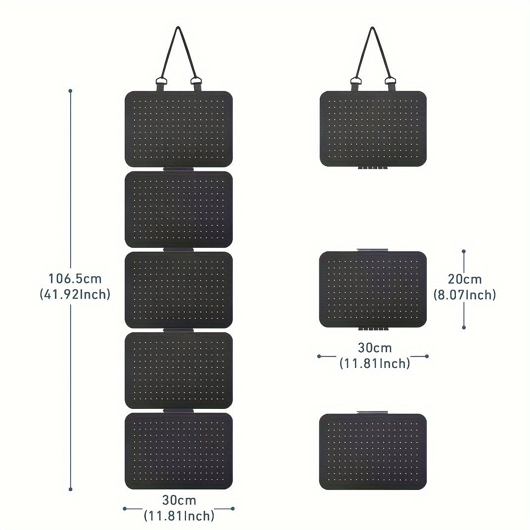 Black Felt Jewelry Organizer Wall Hanging Storage Pouch for Earrings Medals Brooches