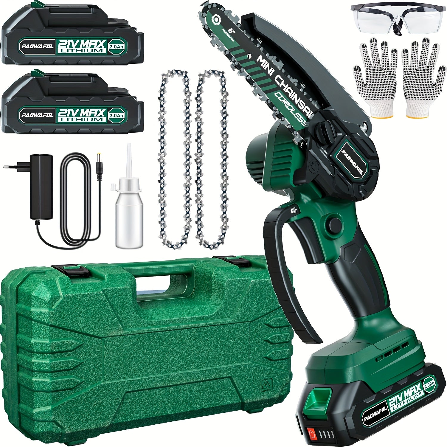 Motosierra inalámbrica de 15.24cm, mini eléctrica, alimentada por batería, para cortar madera y podar árboles