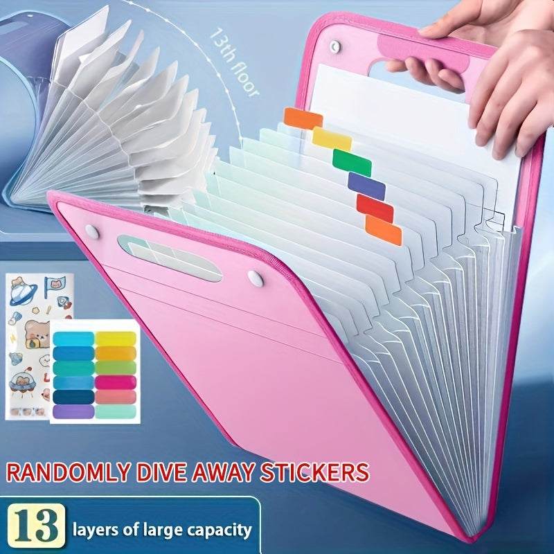 Waterproof A4 Vertical File Organizer with 13 Pockets Multi-Color PP Office Storage
