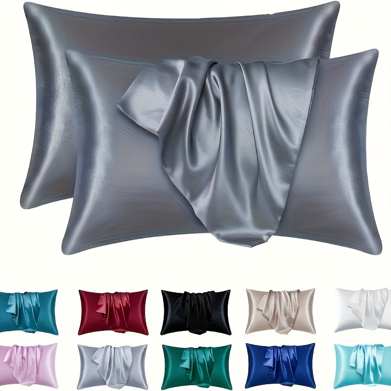 Set of Two Silky Soft Pillowcases with Breathable Cooling Feel Solid Color