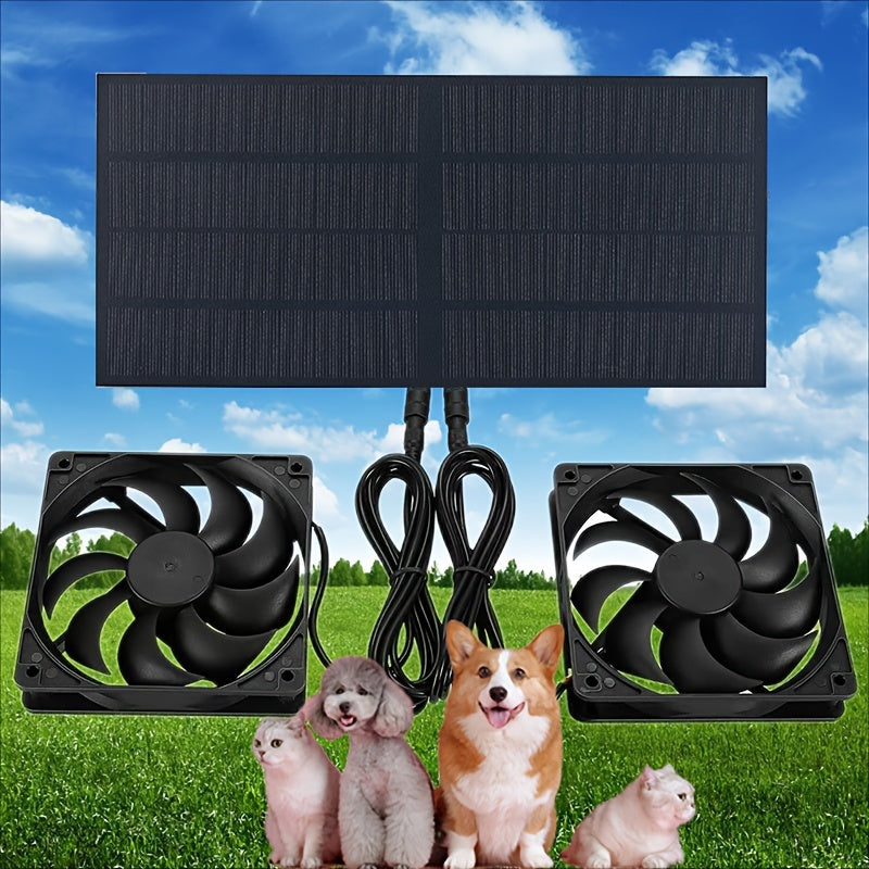 Remote Controlled Solar-Powered Dual Exhaust Fan for Pets and Coops