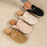 Women's Summer Slip-On Shoes with Geometric Cut-Out Embroidery Breathable Fabric