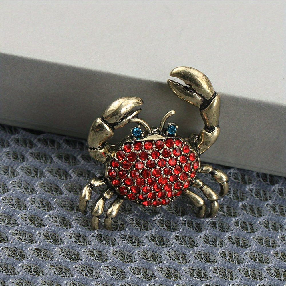 Vintage Rhinestone Crab Brooch Pin for Dresses and Sweaters Elegant Jewelry Gift for Ladies and Girls
