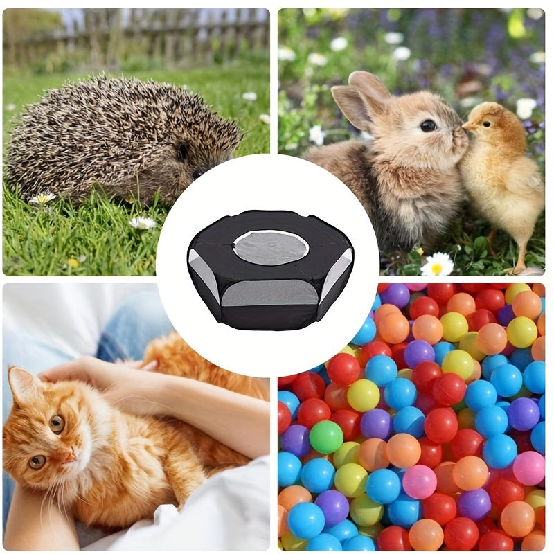 Foldable Pet Playpen with Cover for Small Animals Durable PE Material