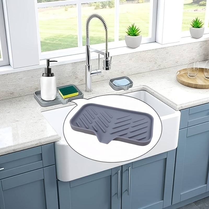 Flexible Silicone Sink Organizer with Non-Slip Drain Pad and Splash-Proof Cover