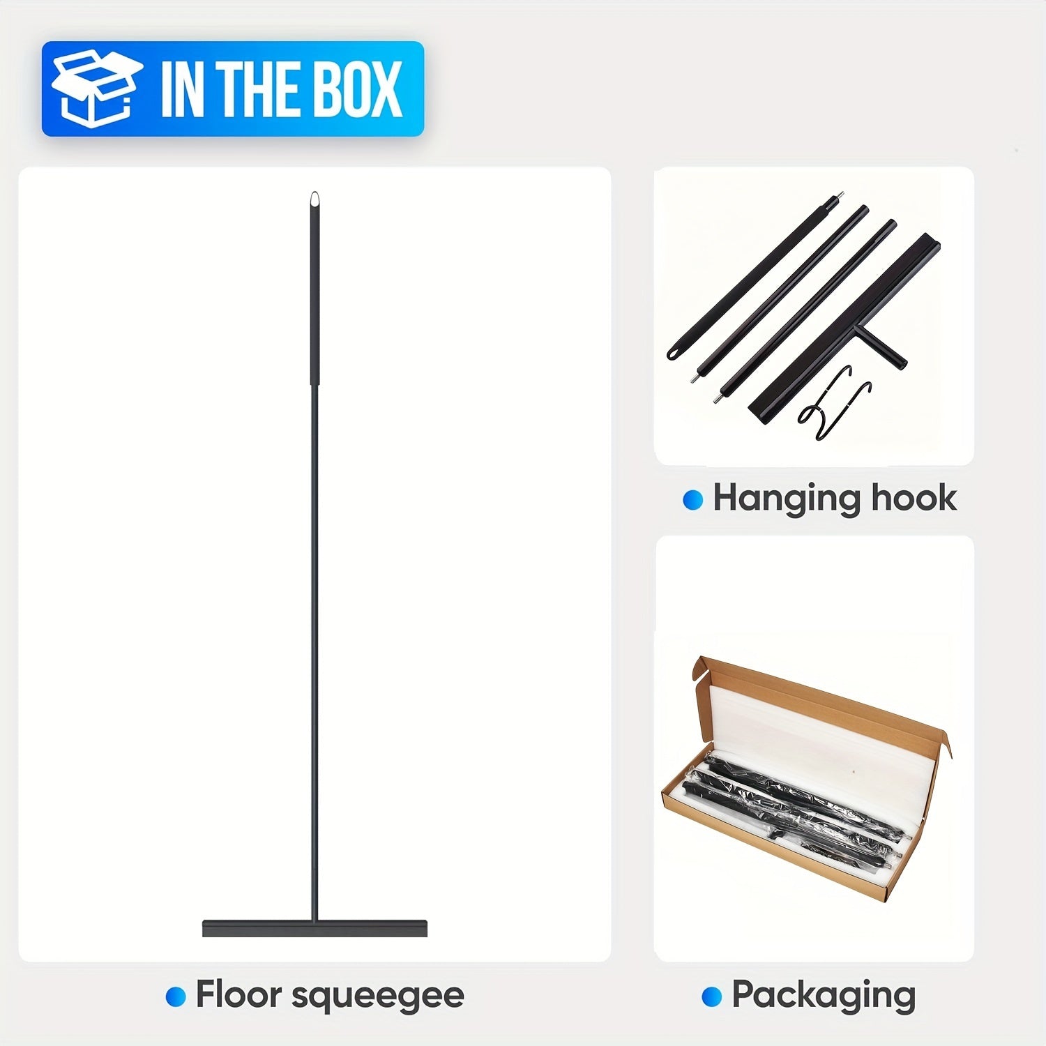 Stainless Steel Floor Squeegee with Extendable Handle, Multi-Purpose Cleaning Tool