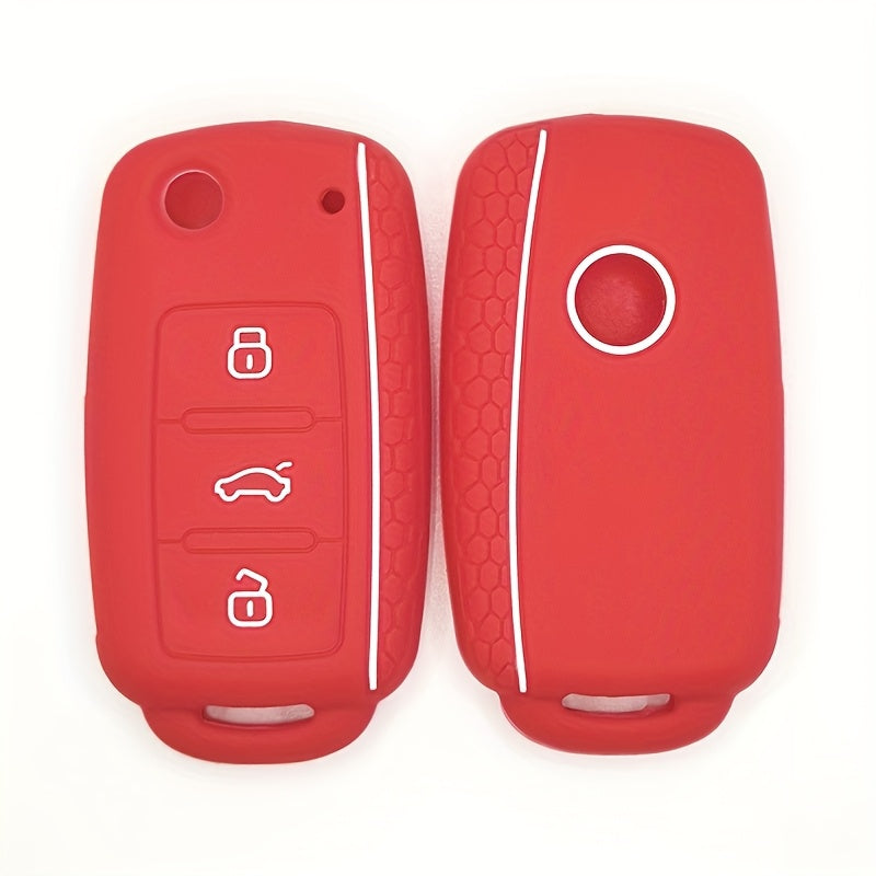 Silicone Car Key Cover For Compact Vehicles 3 Button Protection