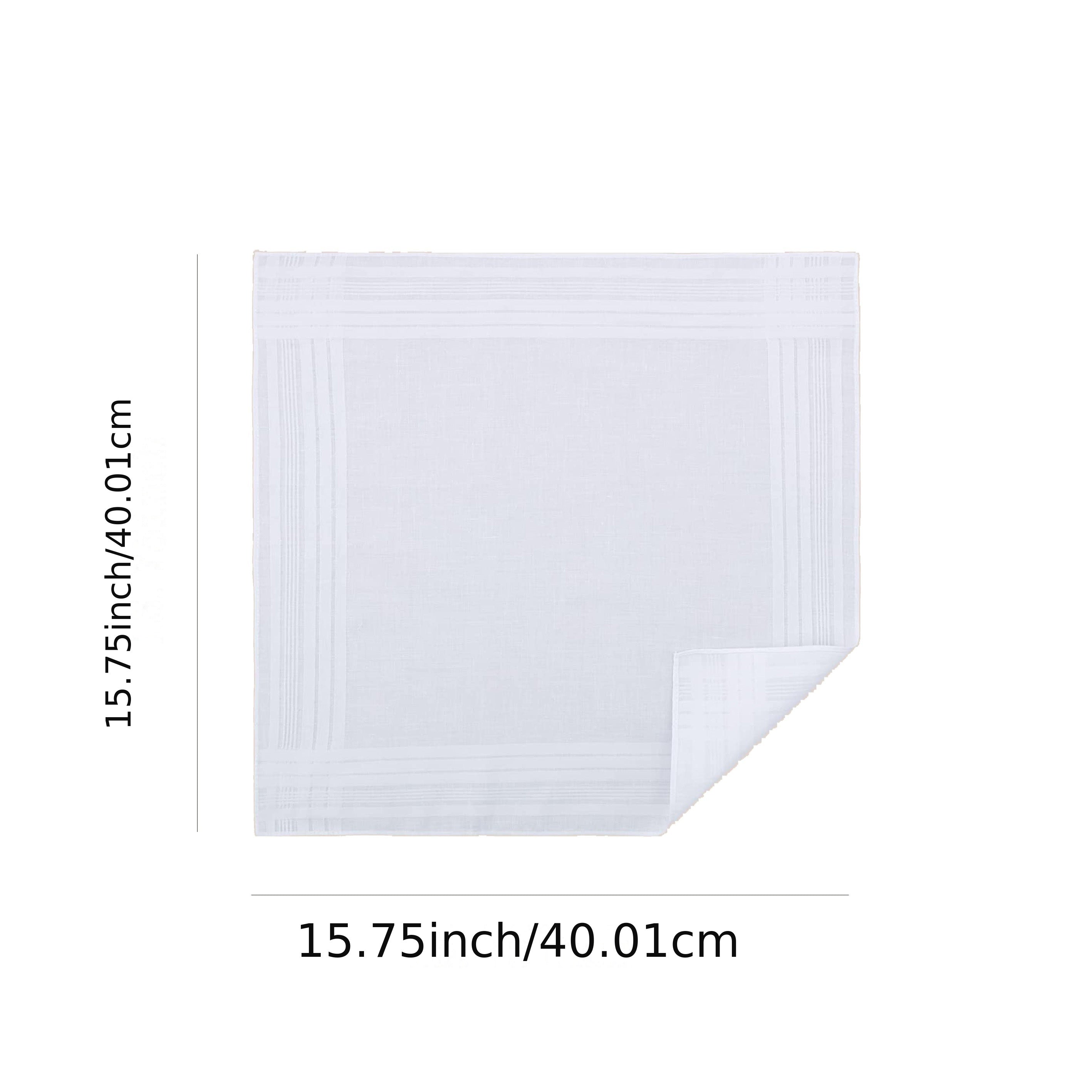 Set of 12 White Striped Handkerchiefs Large Size Polyester Woven Fitted