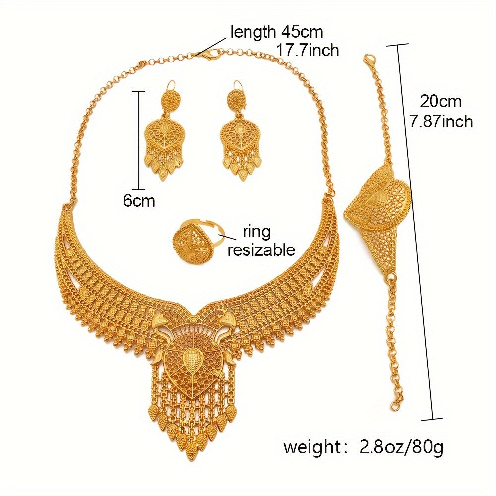 Luxury Jewelry Set for Women with Necklace Bracelet Ring Earrings for Weddings and Special Occasions