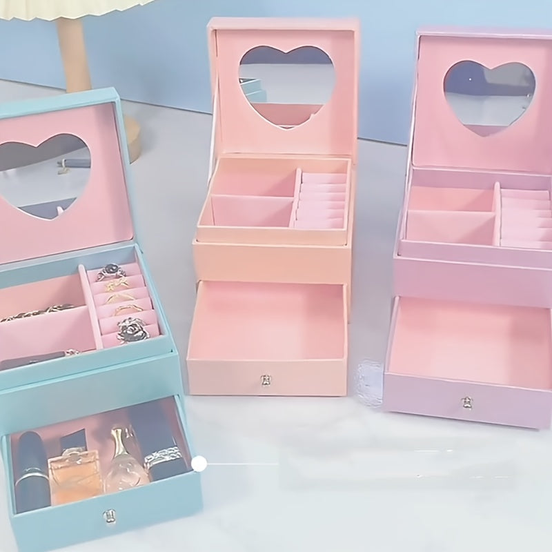 Jewelry Storage Box for Women with Drawer for Rings Earrings and Necklaces