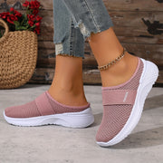 Women's White Slip-On Casual Sneakers Breathable Knit Comfortable Beach Shoes