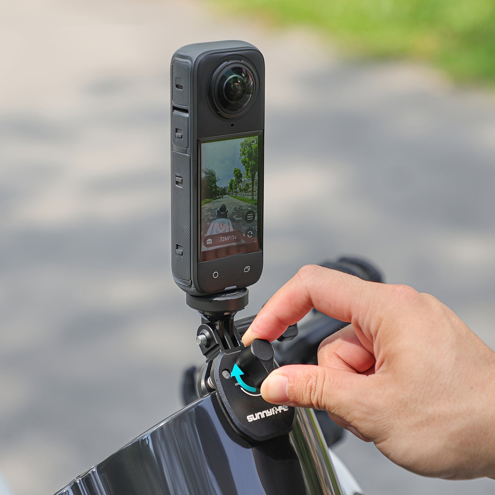 Motorcycle Windshield Action Camera Mount Aluminum Alloy Compatible with HERO8-12, Insta360 X3/X4, DJI Osmo Action