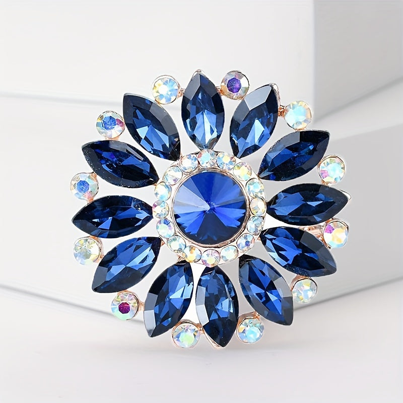 Rhinestone Brooch Pin with Colorful Flower Design for Men and Women Elegant Jewelry