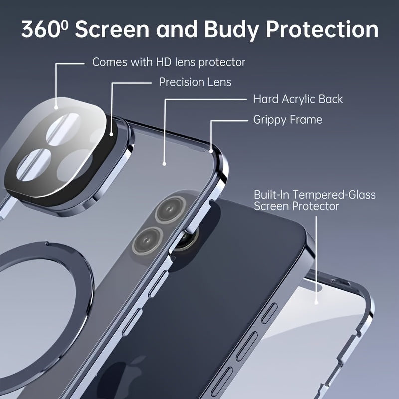 3-Piece iPhone 16-12 Pro Max Plus Accessories Set Phone Case Screen Protector Camera Protector Magnetic Wireless Charging
