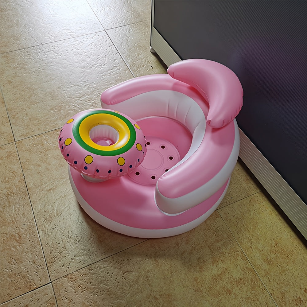 Inflatable Kids Seat for 3-36 Months with Built-In Pump Soft PVC Pink Blue