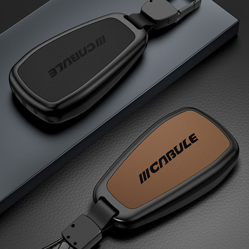 Car Key Cover Zinc Alloy Shockproof Protective Shell Dual-Tone Black Orange