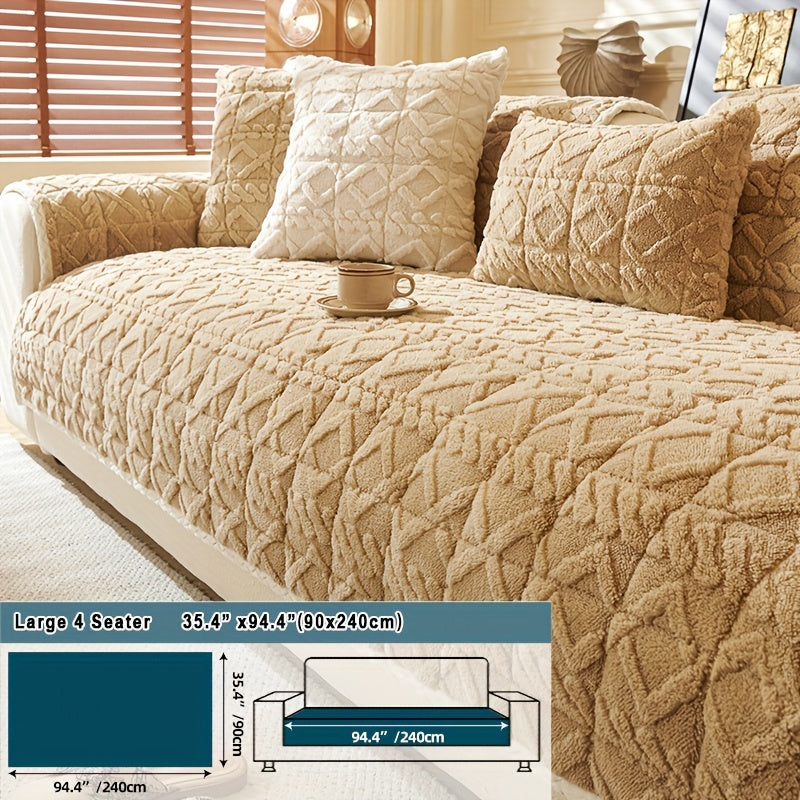 Пушистый чехол для дивана, подходящий для 1-4 человек, устойчивый к пятнам и моющийся в машине