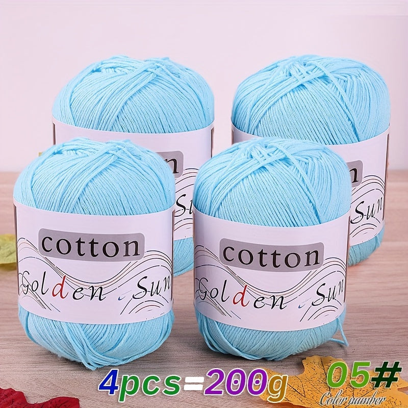 4pcs Cotton Yarn Medium Weight for Crocheting Knitting Multicolor Gradient Autumn Leaves Design