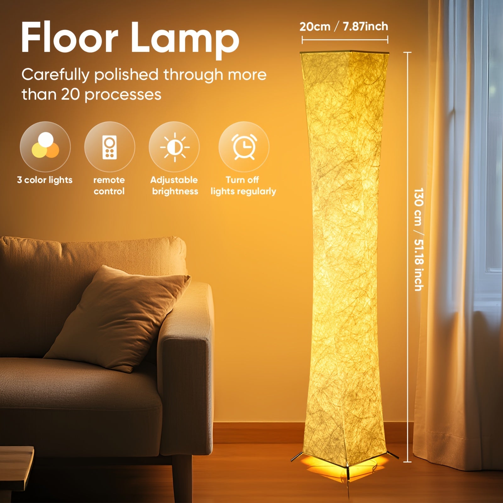 Modern LED Floor Lamp 132.08cm Adjustable Warm Light Remote USB Powered Space Theme for Bedroom Living Room Game Room