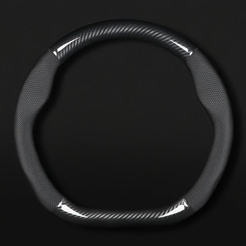 Universal Car Steering Wheel Cover Carbon Fiber Perforated PU Leather Non-Slip Durable