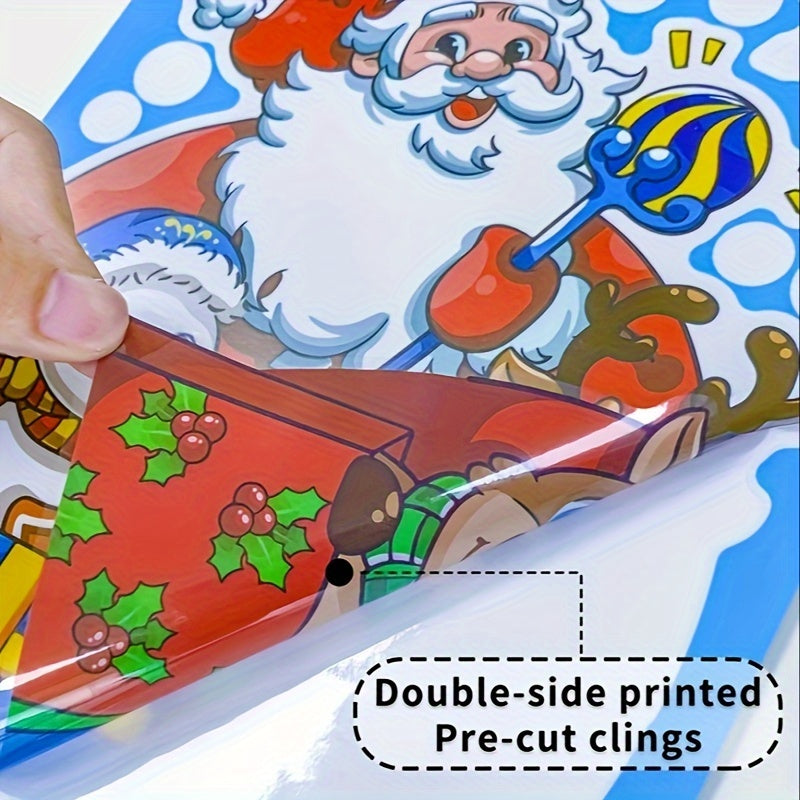 Rojdestvo oynaga yopishqichlari to'plami, Santa, qoroyoq, polar ayiği va bayram bezaklari bilan