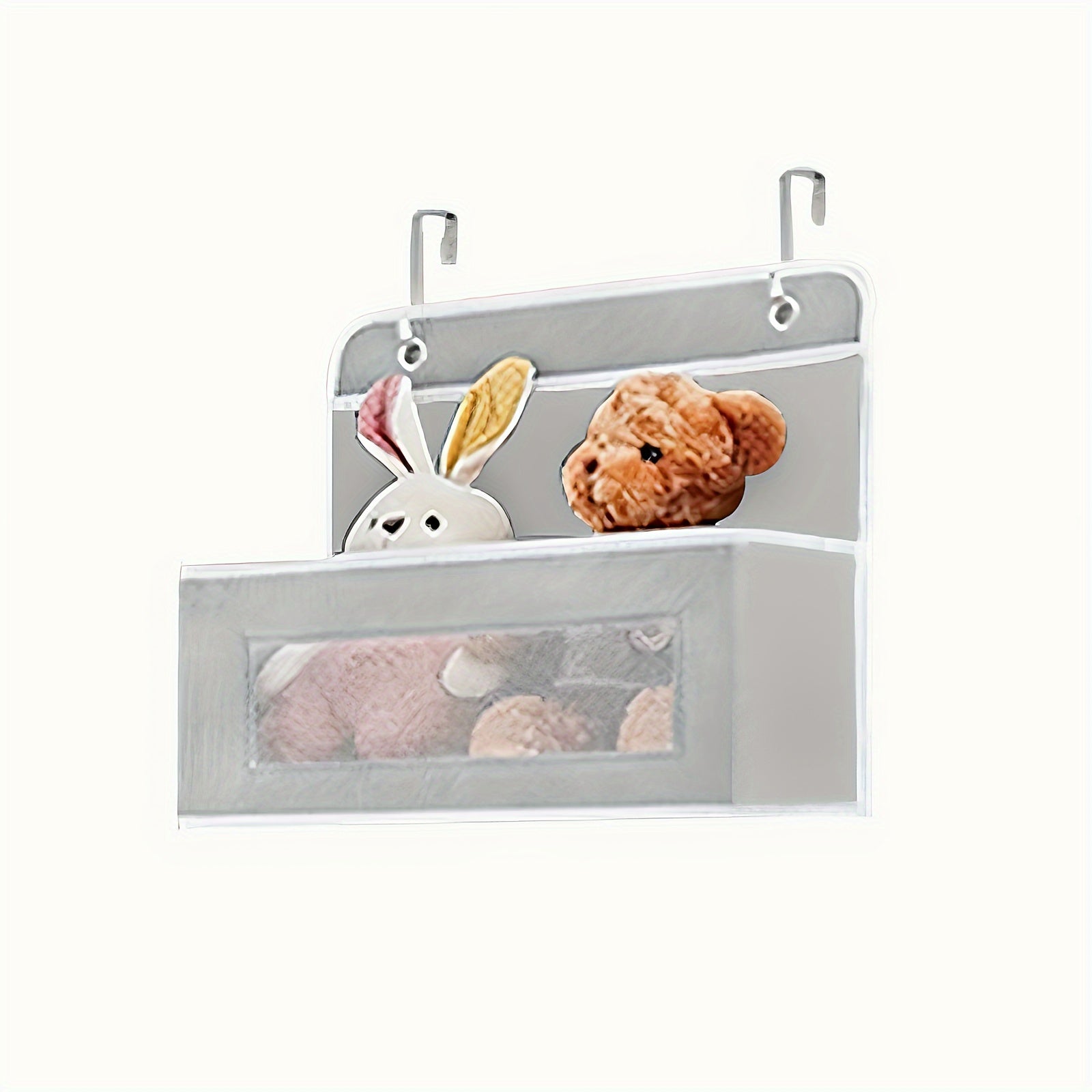 Katta tarmoqli osilgan tashkilotchi, kosmetika, o'yinchoqlar va saqlash uchun shaffof cho'ntaklar bilan