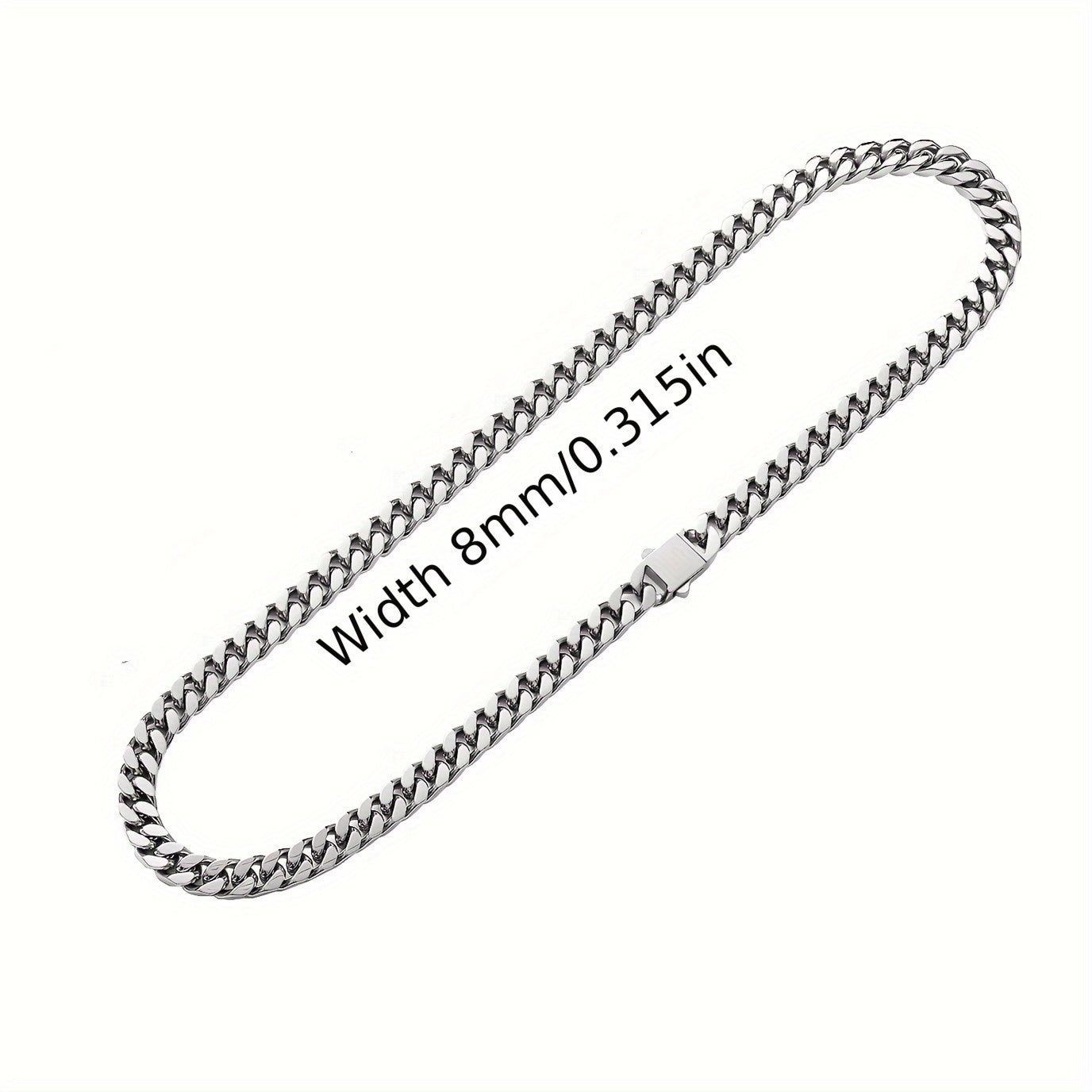 Titanium Steel Cuban Chain Necklace for Men, Non-Fading Glossy Finish, 8-12mm