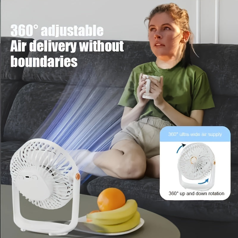 Portativ stol fanati bilan LED kechki chiroq, 5 tezlik, qayta zaryadlash mumkin, ofis va tabiatda yurish uchun