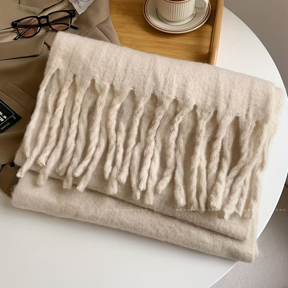 Women's Dog Tail Scarf Winter Soft Polyester Solid Color Autumn Fashion