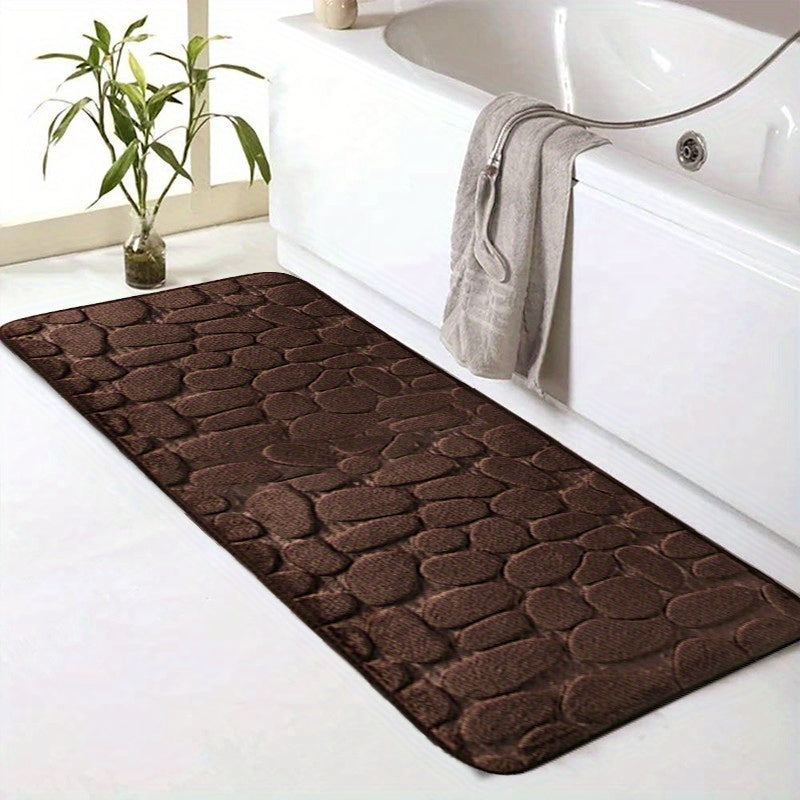 Cobblestone Pattern Memory Foam Bath Mat Non-Slip Absorbent Machine Washable