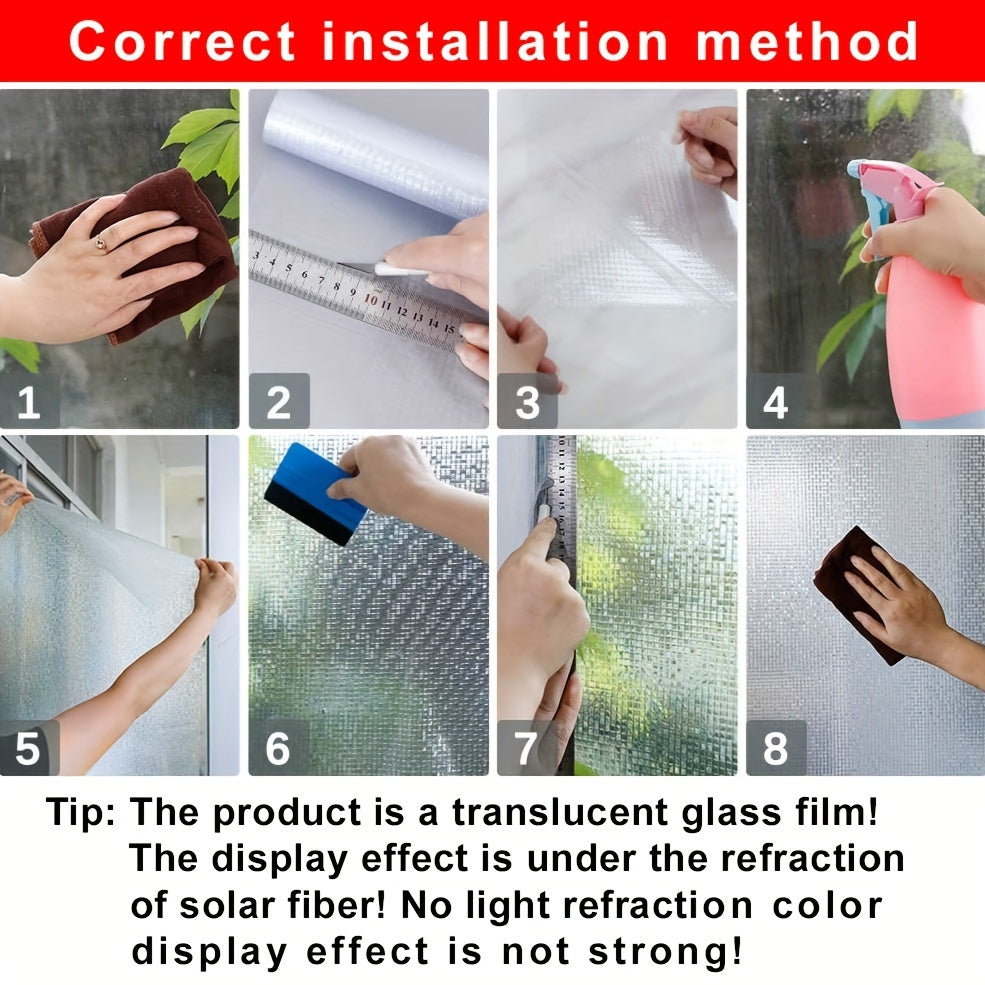 Translucent Geometric Pattern Window Film Static Cling Thermal Insulation Sticker Glue-Free Installation