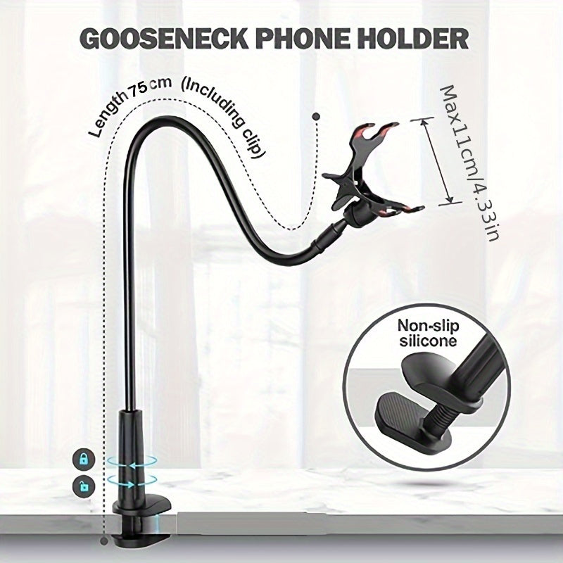 Long-Neck Mobile Phone Holder for Desktops and Bedside Tables ABS Material