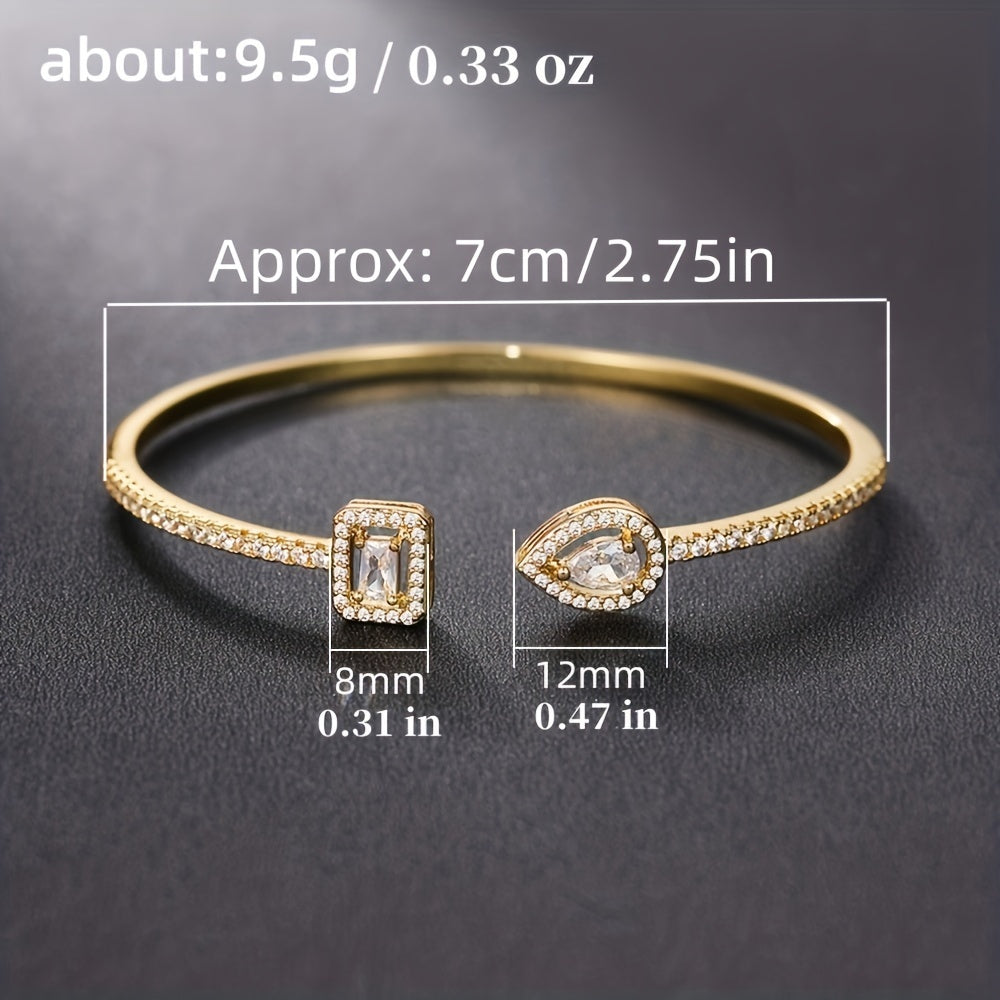 Women's Geometric Cuff Bracelet with Cubic Zirconia Sparkle Stylish Jewelry